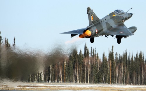 A French Dassault M2000 Mirage takes off for the Joint Pacific Alaskan Range Complex during RED FLAG