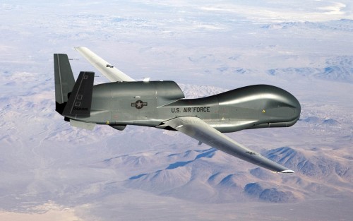 An RQ-4 Global Hawk unmanned aircraft like the one shown is currently flying non-military mapping mi