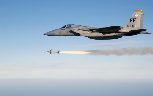 OVER THE GULF OF MEXICO -- First Lt. Charles Schuck fires an AIM-7 Sparrow medium range air-to-air m