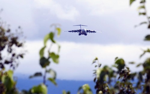 A C-17 Globemaster III from Altus Air Force Base, Okla., was one of 11 military aerial demonstration