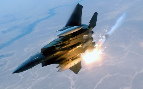 BALAD AIR BASE, Iraq - An F-15E Strike Eagle deployed from the 492nd Fighter Squadron, Royal Air For