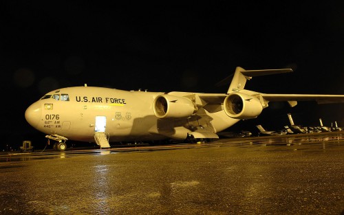 This C-17 Globemaster III, sitting on the ramp at McChord AFB, Wash., made an historic transcontinen